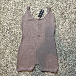 PrettyLittleThing Taupe Knit Playsuit Romper Sleeveless Size M NWT